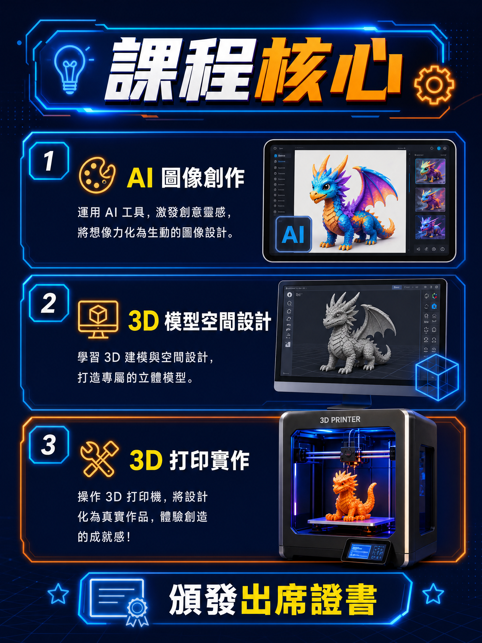 AI × 3D打印 · 課程核心圖