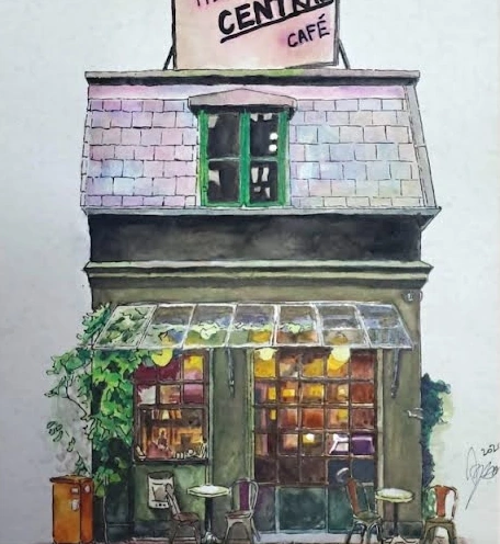 綠色店面 · 建築插畫