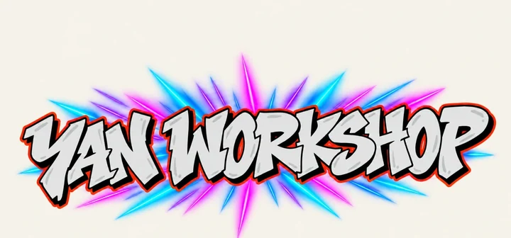 YAN WORKSHOP · 米白底彩色霓虹Logo